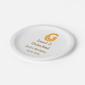 レベル5のロック解除されたオレンジ色の茶色のハッピーバースデー ペーパープレート (アングル)