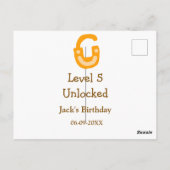 レベル5アンロック ロック オレンジ ブラウン ハッピーバースデー ポストカード (裏面)