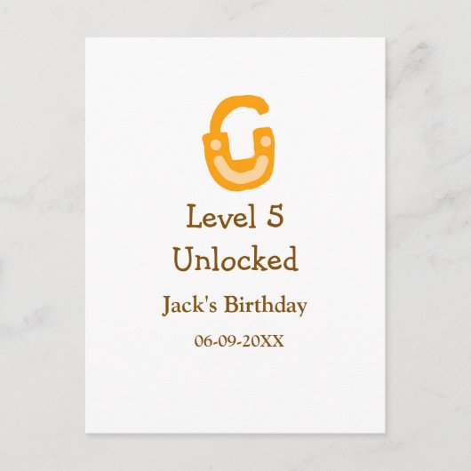 レベル5アンロック ロック オレンジ ブラウン ハッピーバースデー ポストカード (正面)