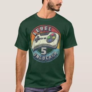 レベル5ロック解除されたビデオゲーム5th誕生日ゲーマーボーイ tシャツ