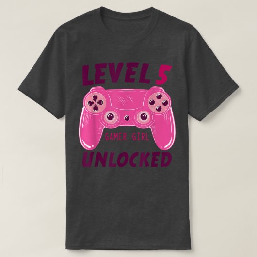 レベル5ロック解除ゲーマーガールビデオゲーム第5誕生日 Tシャツ (デザイン正面)