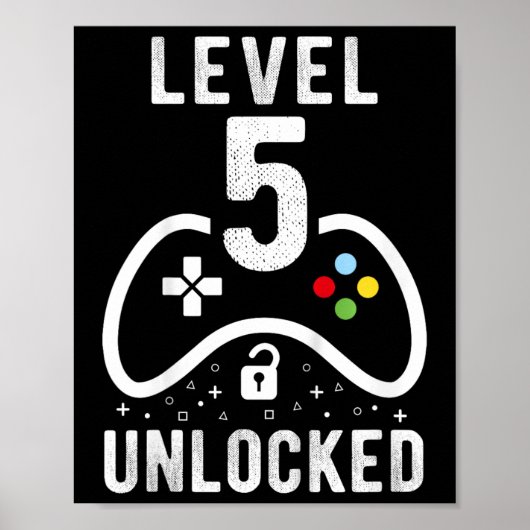 レベル5解除済みビデオゲーム5歳の誕生日プレゼント ポスター (正面)
