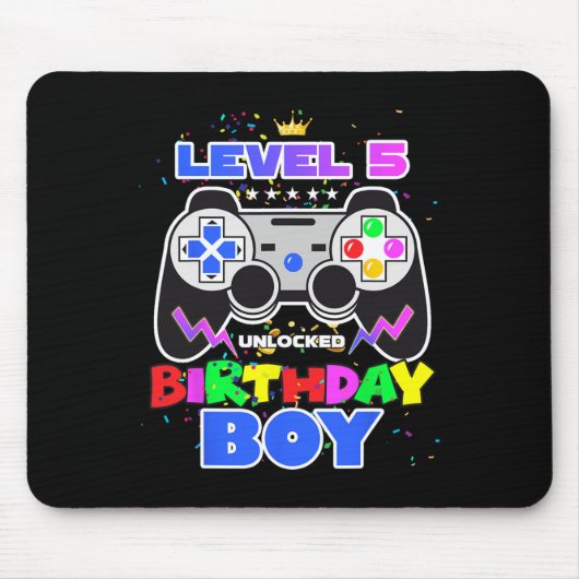 レベル5解除済み ゲーム 誕生日 ボーイ ゲーマー 5歳 マウスパッド (正面)