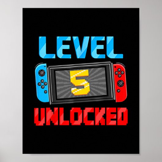 レベル5解除 ゲーマー 5歳の誕生日プレゼント ビデオゲーム ポスター (正面)