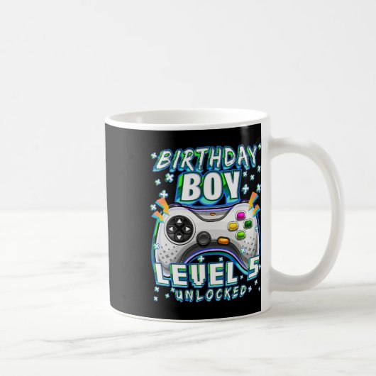 レベル5解除 ビデオゲーム 5歳の誕生日 ゲーマー男子 コーヒーマグカップ (右)