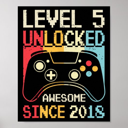レベル5解除 ビデオゲーム 5歳の誕生日 ゲーマー男子 ポスター (正面)