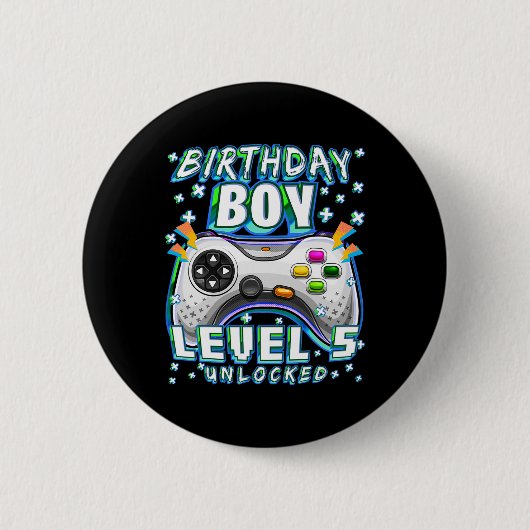 レベル5解除 ビデオゲーム 5歳の誕生日 ゲーマー男子 缶バッジ (正面)