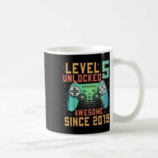 レベル5解除 5歳の誕生日 5歳児へのプレゼント ゲーム好き コーヒーマグカップ (右)