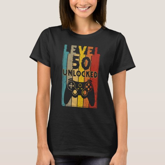 レベル50ロック解除シャツビデオおもしろいゲーマー50th Bir Tシャツ (正面)