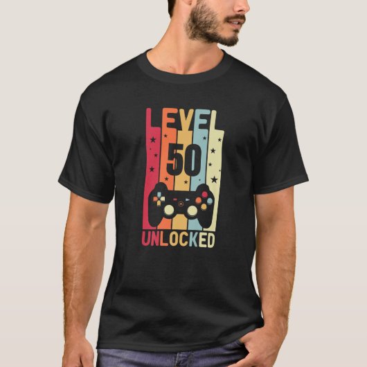 レベル50ロック解除誕生日50歳 Tシャツ (正面)