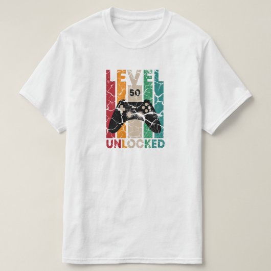 レベル50ロック解除,50誕生日ギフトレベル50th tシャツ (デザイン正面)