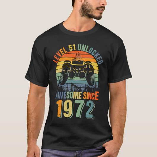 レベル51ロック解除51st誕生日ゲーマー1972少年G Tシャツ (正面)