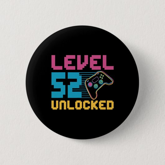 レベル52のロック解除されたゲーム誕生日 缶バッジ (正面)