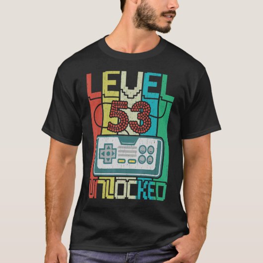 レベル53ロック解除ビデオゲーマー53誕生日 Tシャツ (正面)