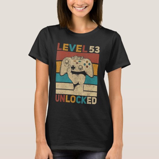 レベル53ロック解除53誕生日53歳ゲーマー Tシャツ (正面)