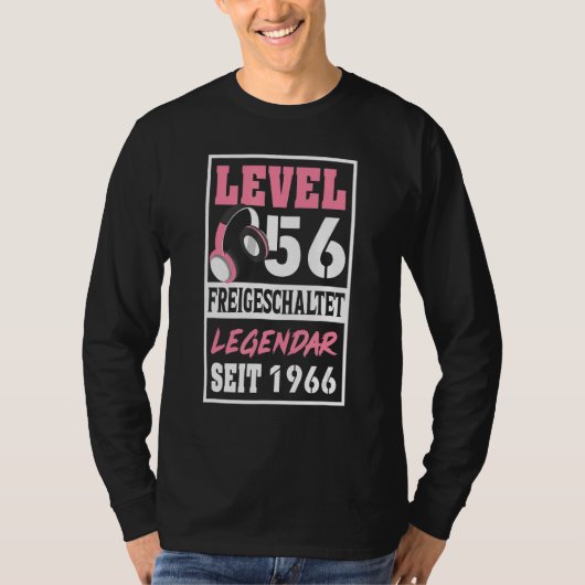 レベル56年ゲーマーガール以来1966誕生日ビデオ Tシャツ (正面)