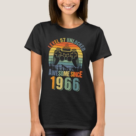 レベル57ロック解除57番目の誕生日ゲーマー1966少年G Tシャツ (正面)