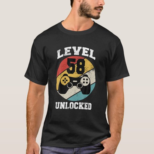 レベル58到達 58歳 レトロ 80年代スタイル 58歳誕生日 Tシャツ (正面)