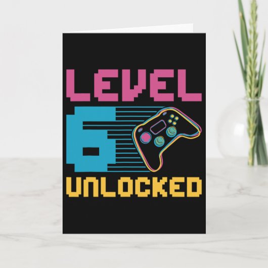 レベル6のロック解除されたゲーム誕生日 カード (正面)