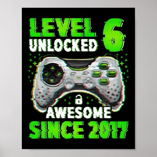 レベル6アンロックビデオゲーム6歳少年6歳の誕生日 ポスター (正面)