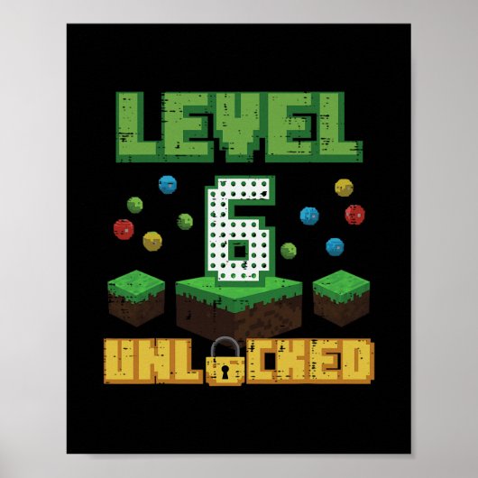 レベル6アンロック ピクセルゲーマー 6歳の誕生日 ゲーム ポスター (正面)
