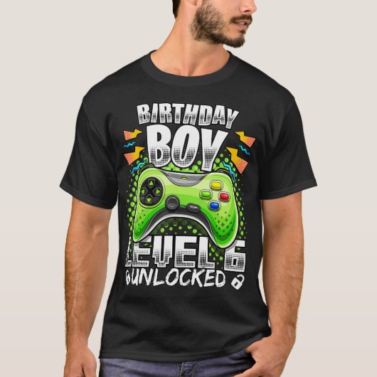 レベル6ロック解除されたビデオゲーム第6誕生日ゲーマーGif Tシャツ (正面)