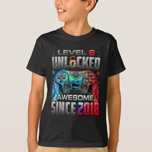 レベル6解放 6歳の誕生日おめでとう ゲーミング Tシャツ (正面)
