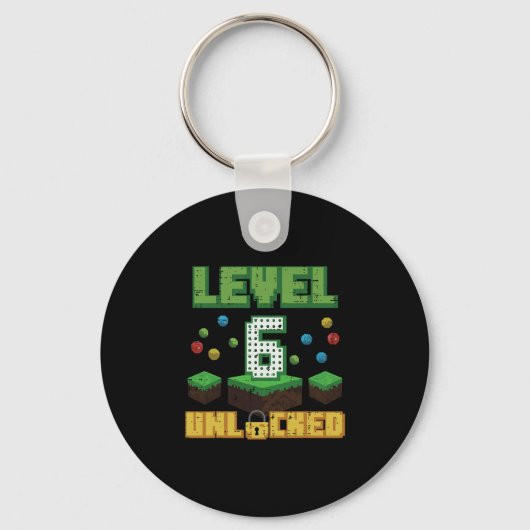 レベル6解除 ピクセルゲーマー 6歳の誕生日 ゲームB キーホルダー (正面)