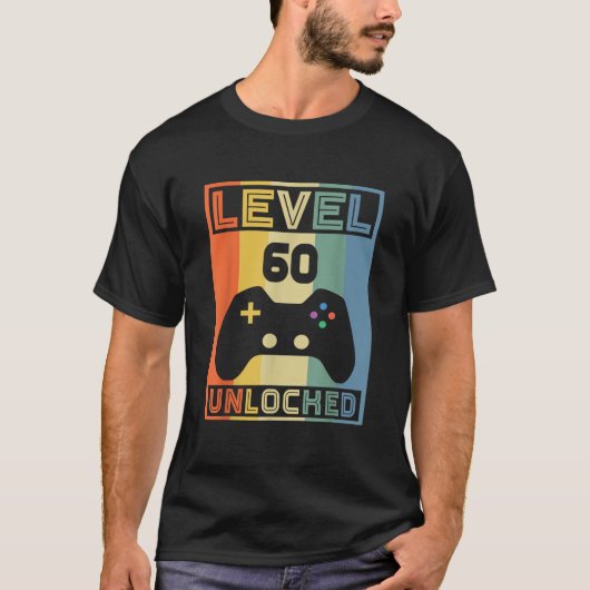レベル60ロック解除されたビデオゲーマー60誕生日ゲーム Tシャツ (正面)