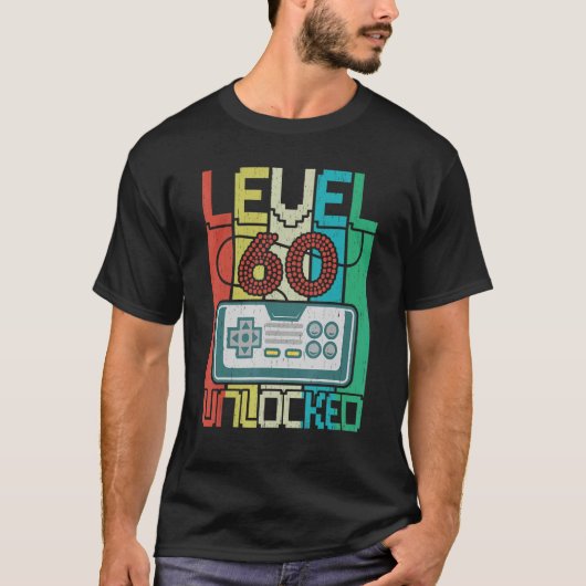 レベル60ロック解除されたビデオゲーマー60誕生日 Tシャツ (正面)