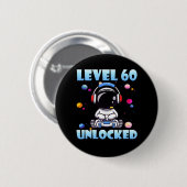 レベル60ロック解除されたビデオゲーム60th誕生日PC Gami 缶バッジ (正面&裏面)