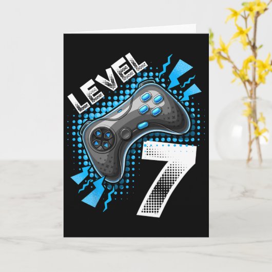 レベル7のビデオゲームコントローラー 7歳の誕生日 ゲームプレイヤー ギフト カード (黄色い花)