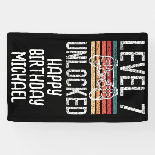 レベル7のロック解除された7番目の誕生日バナー 横断幕 (横)