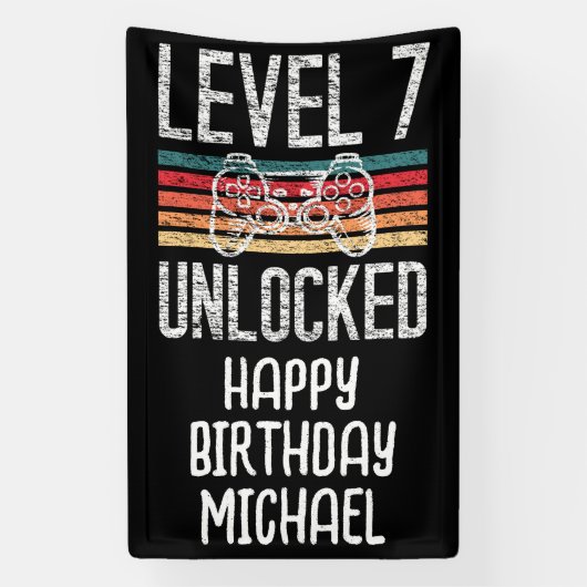 レベル7のロック解除された7番目の誕生日バナー 横断幕 (縦)