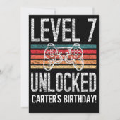 レベル7のロック解除された7番目の誕生日 パーソナライズされた 招待状 (正面)