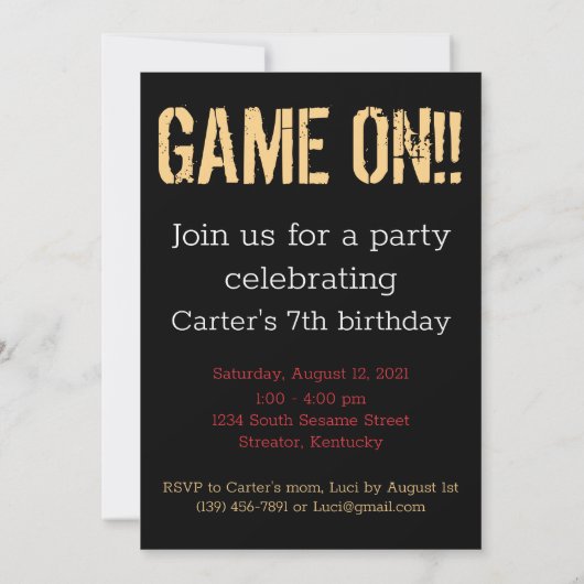 レベル7のロック解除された7番目の誕生日 パーソナライズされた 招待状 (裏面)