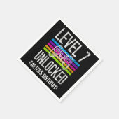 レベル7アンロック第7誕生日ゲーマパーソナライズされたー スタンダードカクテルナプキン (角)