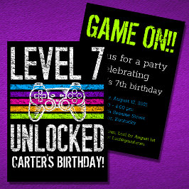 レベル7アンロック第7誕生日ゲーマパーソナライズされたー 招待状