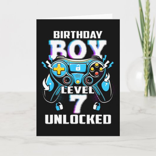 レベル7アンロック ゲーム 7歳の誕生日 ゲーマー男子 カード (正面)