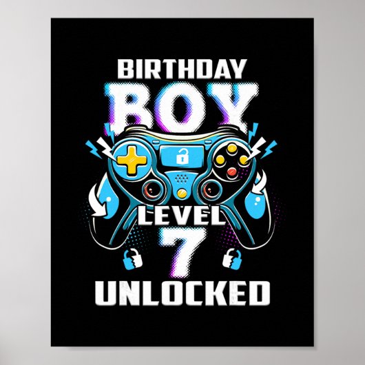 レベル7アンロック ゲーム 7歳の誕生日 ゲーマー男子 ポスター (正面)