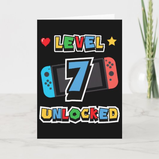 レベル7アンロック 7歳の誕生日 キッズビデオゲーム 7歳 カード (正面)