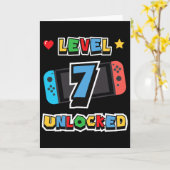 レベル7アンロック 7歳の誕生日 キッズビデオゲーム 7歳 カード (黄色い花)