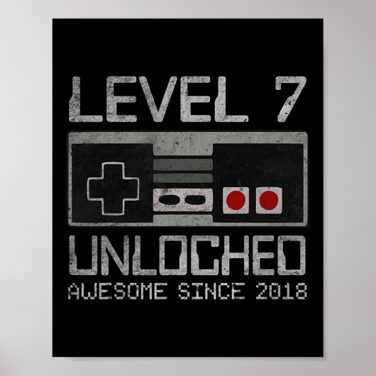 レベル7アンロック 7歳の誕生日 7歳のビデオゲーム ポスター (正面)