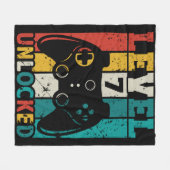 レベル7ロック解除されたビデオゲーム第7誕生日ゲーマーボーイ フリースブランケット (正面(横))