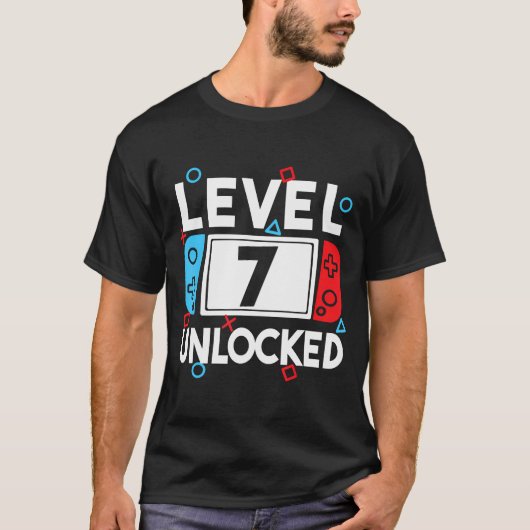 レベル7ロック解除ゲーマー7誕生日ビデオゲーム少年 Tシャツ (正面)