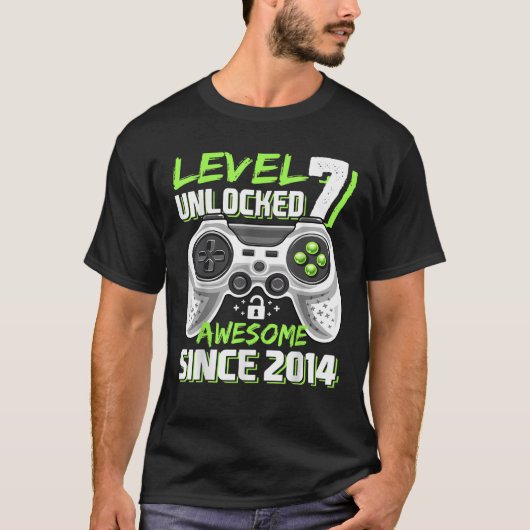 レベル7ロック解除素晴らし2014ビデオゲーム7誕生 Tシャツ (正面)