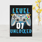 レベル7解放!ビデオゲーム7歳の誕生日ゲーマーギフト カード (黄色い花)