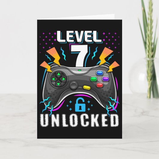 レベル7解除 ビデオゲーム 7歳の誕生日 ギャマー ギフト カード (正面)