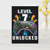 レベル7解除 ビデオゲーム 7歳の誕生日 ギャマー ギフト カード (黄色い花)