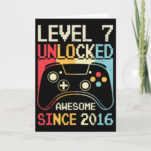 レベル7解除 ビデオゲーム 7歳の誕生日 ゲーマー男子 カード (正面)